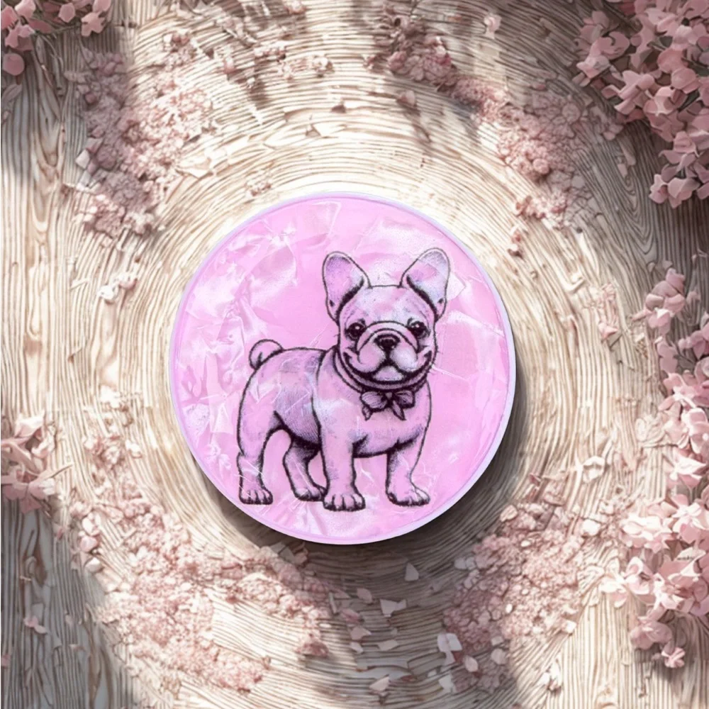 Pink Bulldog Phone Holder Grip Popsocket
